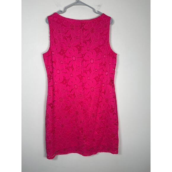 Tiana B Womens Sleeveless Lace Sheath Dress XL Pink Floral - Picture 5 of 9
